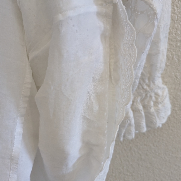 Samson Dress Women's Small White Eyelet V-neck Boho Beach - Picture 5 of 8